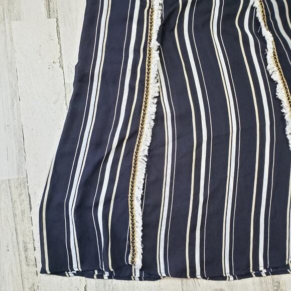 Polagram Navy Blue & White Stripe Split Maxi Skirt Women's Size Large - Picture 5 of 10